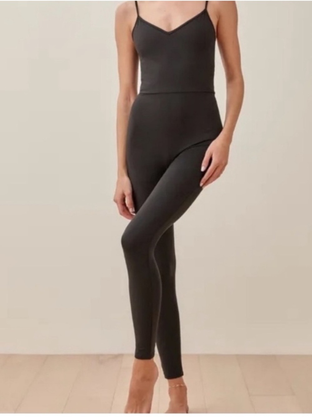 Reformation Emmy Black Ecostretch Jumpsuit Onesie XS